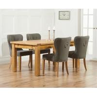 Mark Harris Rustique Solid Oak 150cm Extending Dining Set with 4 Kalim Grey Dining Chairs