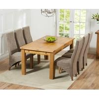 Mark Harris Rustique Solid Oak 180cm Extending Dining Set with 6 Harley Tweed Dining Chairs