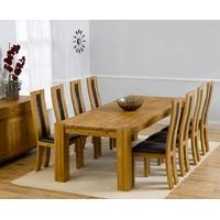 Mark Harris Madrid Solid Oak 240cm Extending Dining Set with 8 Havana Brown Dining Chairs