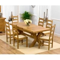 Mark Harris Avignon Solid Oak 160cm Extending Dining Set with 6 Valencia Cream Dining Chairs