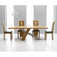 Mark Harris Montana Solid Oak and Metal 195cm Dining Set with 4 Arizona Black Dining chairs