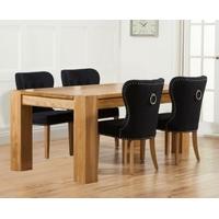 Mark Harris Tampa Solid Oak 150cm Dining Set with 4 Kalim Black Dining Chairs