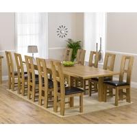 Mark Harris Rustique Solid Oak 220cm Extending Dining Set with 10 John Louis Brown Dining Chairs