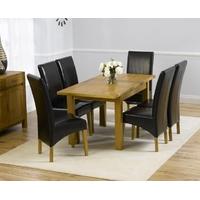 Mark Harris Rustique Solid Oak 120cm Extending Dining Set with 6 Roma Black Dining Chairs