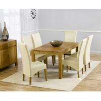 mark harris verona solid oak 150cm dining set with 6 roma cream dining ...