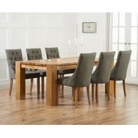 Mark Harris Madrid Solid Oak 200cm Dining Set with 6 Pailin Grey Dining Chairs