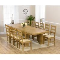 Mark Harris Laurent Solid Oak 230cm Extending Dining Set with 10 Valencia Cream Dining Chairs