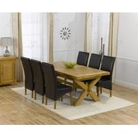 Mark Harris Cheshire Solid Oak 200cm Extending Dining Set with 6 Roma Brown Dining Chairs