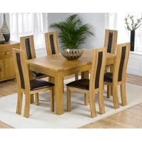 Mark Harris Rustique Solid Oak 150cm Extending Dining Set with 6 Havana Black Dining Chairs