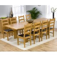 mark harris rustique solid oak 150cm extending dining set with 8 valen ...