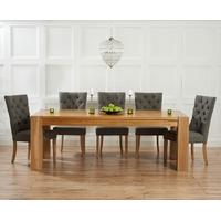 mark harris tampa solid oak 220cm dining set with 6 albury grey dining ...