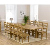 mark harris rustique solid oak 220cm extending dining set with 10 vale ...