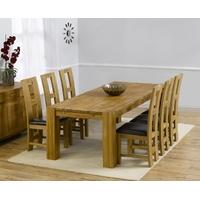 Mark Harris Madrid Solid Oak 200cm Dining Set with 6 John Louis Black Dining Chairs