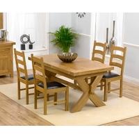 Mark Harris Avignon Solid Oak 160cm Extending Dining Set with 4 Valencia Brown Dining Chairs