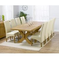 Mark Harris Avignon Solid Oak 200cm Extending Dining Set with 8 Roma Cream Dining Chairs