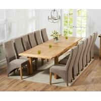 Mark Harris Rustique Solid Oak 220cm Extending Dining Set with 12 Harley Tweed Dining Chairs