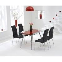 Mark Harris Roehampton Red Glass Extending Dining Set with 4 California Black Dining Chairs