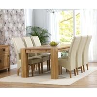 mark harris madrid solid oak 200cm dining set with 6 roma cream dining ...