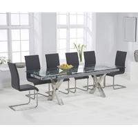 Mark Harris Cilento 160cm Glass Extending Dining Set with 6 Malibu Grey Dining Chairs