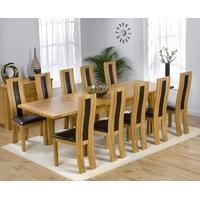 mark harris rustique solid oak 180cm extending dining set with 10 hava ...