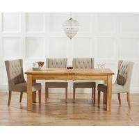 Mark Harris Rustique Solid Oak 150cm Extending Dining Set with 4 Stefini Beige Dining Chairs