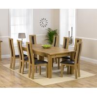 Mark Harris Rustique Solid Oak 220cm Extending Dining Set with 8 Havana Brown Dining Chairs