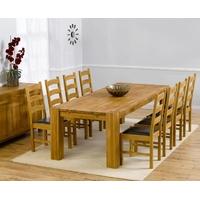 Mark Harris Madrid Solid Oak 240cm Extending Dining Set with 8 Valencia Brown Dining Chairs