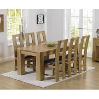 Mark Harris Tampa Solid Oak 220cm Dining Set with 6 John Louis Brown Dining Chairs