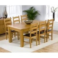 mark harris rustique solid oak 180cm extending dining set with 6 valen ...