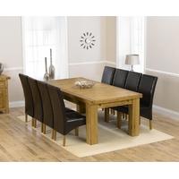 Mark Harris Laurent Solid Oak 230cm Extending Dining Set with 8 Roma Brown Dining Chairs