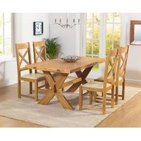 Mark Harris Avignon Solid Oak 165cm Extending Dining Set with 4 Canterbury Cream Dining Chairs