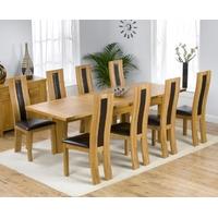 mark harris rustique solid oak 150cm extending dining set with 8 havan ...