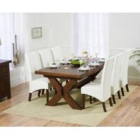 Mark Harris Avignon Solid Dark Oak 200cm Extending Dining Set with 6 WNG Ivory Dining Chairs