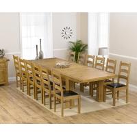 mark harris laurent solid oak 230cm extending dining set with 12 valen ...