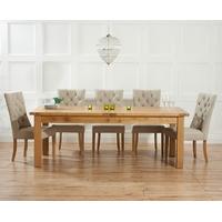 mark harris rustique solid oak 220cm extending dining set with 6 albur ...