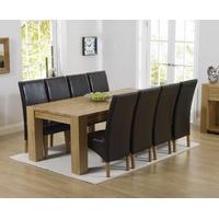 Mark Harris Tampa Solid Oak 220cm Dining Set with 8 Roma Brown Dining Chairs