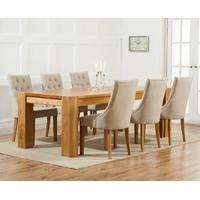 Mark Harris Tampa Solid Oak 220cm Dining Set with 6 Pailin Beige Dining Chairs