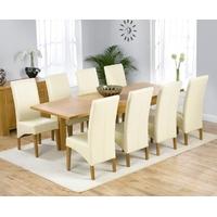 Mark Harris Rustique Solid Oak 150cm Extending Dining Set with 8 Roma Cream Dining Chairs