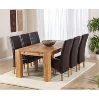 mark harris madrid solid oak 200cm dining set with 6 roma brown dining ...