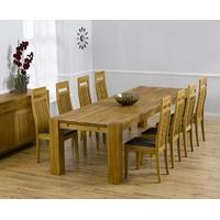 mark harris madrid solid oak 300cm dining set with 8 monte carlo brown ...