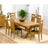 Mark Harris Avignon Solid Oak 160cm Extending Dining Set with 6 Monte Carlo Brown Dining Chairs