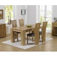 Mark Harris Tampa Solid Oak 150cm Dining Set with 4 Arizona Brown Dining Chairs