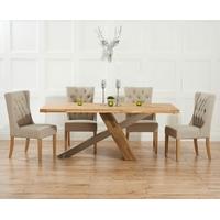 Mark Harris Montana Solid Oak and Metal 225cm Dining Set with 4 Stefini Beige Dining chairs