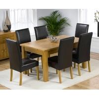 Mark Harris Rustique Solid Oak 150cm Extending Dining Set with 6 Rustique Brown Dining Chairs