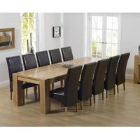 Mark Harris Tampa Solid Oak 300cm Dining Set with 10 Roma Brown Dining Chairs