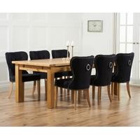 mark harris rustique solid oak 220cm extending dining set with 6 kalim ...