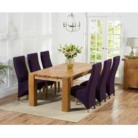 Mark Harris Madrid Solid Oak 240cm Dining Set with 6 Harley Plum Dining Chairs