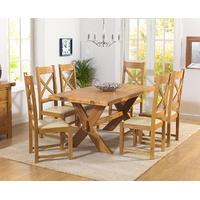 Mark Harris Avignon Solid Oak 165cm Extending Dining Set with 6 Canterbury Cream Dining Chairs