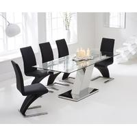 Mark Harris Lamont 140cm Glass Extending Dining Set with 6 Hereford Z Black Dining Chairs