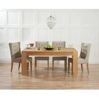 mark harris tampa solid oak 150cm dining set with 4 stefini beige dini ...
